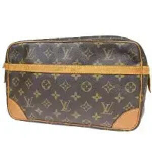 Louis Vuitton Monogram Compiegne Clutch Bag Canvas Leather Brown